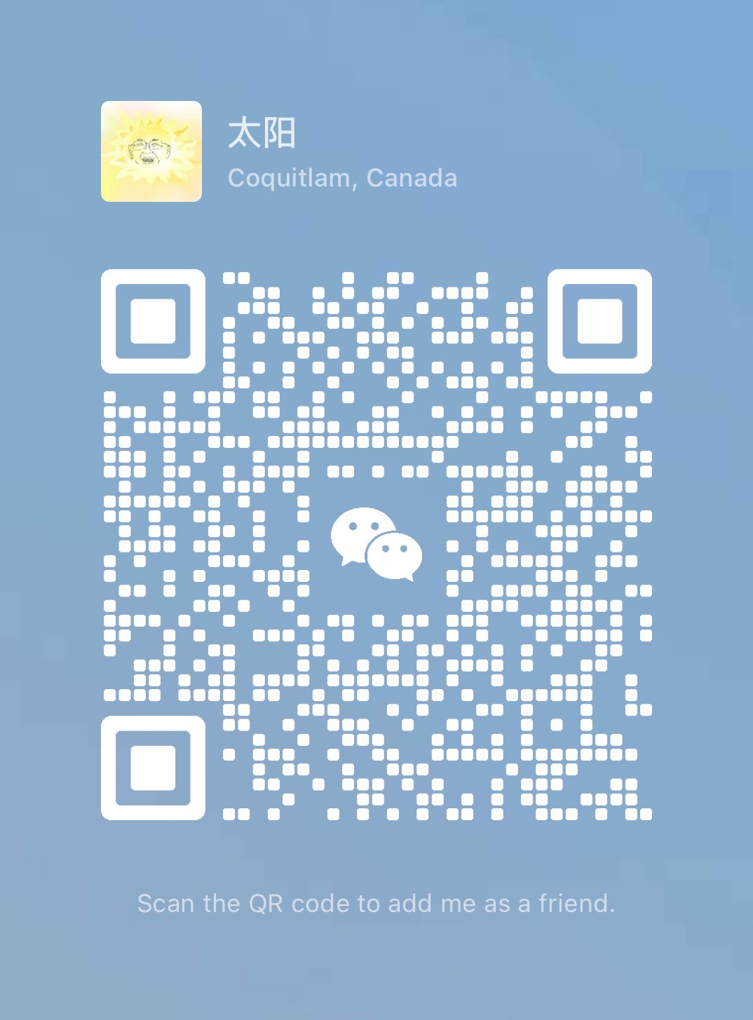 Scan to add Sunny Gong on WeChat